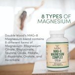Magnesium Complex Supplement 180 Capsules (436mg Elemental Magnesium Provided by 2,300mg of Eight Different Forms of Magnesium) MAG-8 Provides 100% Daily Recommended Value of Magnesium by Double Wood