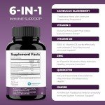 Elderberry Vitamin C and Zinc 120 Capsules | with Quercetin and Vitamin D3 | Immune Support for Adults | Herbal Supplement for Men and Women | 2 Months Supply | Natural Immunity Booster