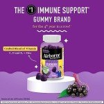 Airborne Elderberry + Zinc & Vitamin C Gummies For Adults, Immune Support Vitamin D & Zinc Gummies With Powerful Antioxidant Vitamins C D & E - 50 Gummies, Elderberry Flavor