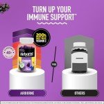 Airborne Elderberry + Zinc & Vitamin C Gummies For Adults, Immune Support Vitamin D & Zinc Gummies With Powerful Antioxidant Vitamins C D & E - 50 Gummies, Elderberry Flavor