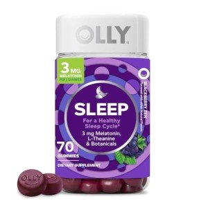 OLLY Sleep Gummy, 3 mg Melatonin, L-Theanine, Chamomile, Lemon Balm, Sleep Aid, Blackberry - 70 Count