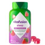Vitafusion Max Strength Melatonin Gummy Supplements, Strawberry Flavored, 10 mg Melatonin Sleep Supplements, America’s Number 1 Gummy Vitamin Brand, 50 Day Supply, 100 Count