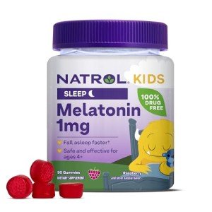 Natrol Kids Melatonin Gummies 1mg, Children's Melatonin for Restful Sleep, 90 Raspberry-Flavored Sleep Gummies, 90 Day Supply