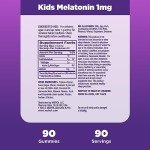 Natrol Kids Melatonin Gummies 1mg, Children's Melatonin for Restful Sleep, 90 Raspberry-Flavored Sleep Gummies, 90 Day Supply