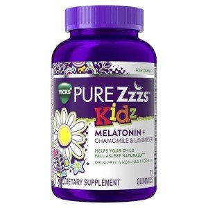 PURE Zzzs Kidz, Kids Melatonin Gummy, Sleep Aid, Low Amount of Melatonin for Kids, with Chamomile and Lavender, Melatonin 1 mg, Melatonin Gummies Kids, Berry Flavored, 72 Sleep Gummies