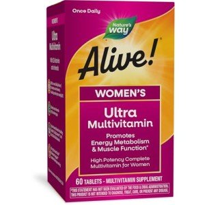 Nature's Way Alive! Women's Daily Ultra Multivitamin, High Potency Formula, Promotes Energy Metabolism and Muscle Function*, with Methylated B12, 60 Tablets (Packaging May Vary)
