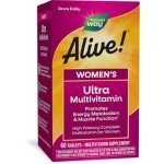 Nature's Way Alive! Women's Daily Ultra Multivitamin, High Potency Formula, Promotes Energy Metabolism and Muscle Function*, with Methylated B12, 60 Tablets (Packaging May Vary)