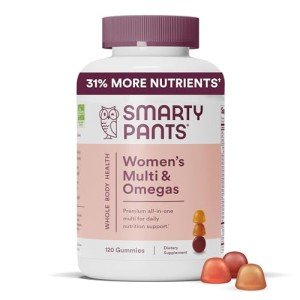 SmartyPants Women's Multivitamin Gummies: Omega 3 Fish Oil (EPA/DHA), Methylfolate, CoQ10, Vitamin D3, C, Vitamin B12, B6, A, K & Zinc, Inositol, Gluten Free, 120 Count (20 Day Supply)