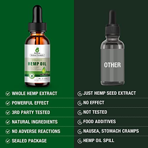 Organic Hemp Oil Drops - Maximum Strength, USA-made