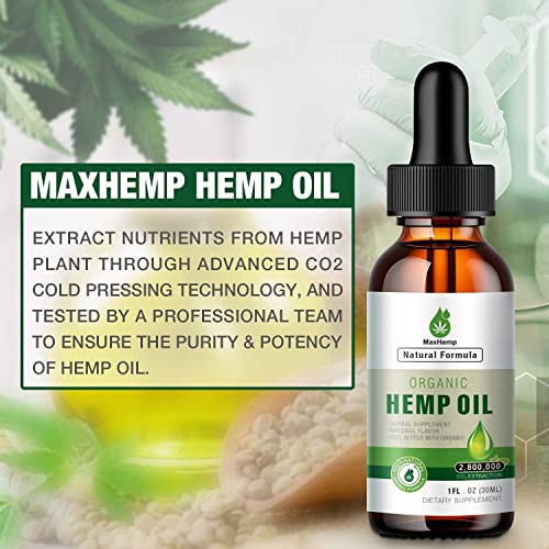 Organic Hemp Oil Drops - Maximum Strength, USA-made