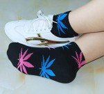 5 Pairs Unisex Marijuana Weed Leaf Boat Warm Cotton Socks US 5-9.5 (M, 1st Match)