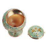 K COOL Windproof Ashtray with Lid Metal Portable Cigarettes Ashtray for Outdoors Indoors Hand Stamped Pattern Smoking Ashtray Fancy Gift for Men Women(Jade Green) ¡­