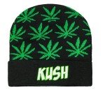 Marijuana Weed Acrylic-Hat Knit Beanie - Leaf Pot Cuffed Knit Winter Weed Beanie Hat Mens Women Green