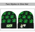 Marijuana Weed Acrylic-Hat Knit Beanie - Leaf Pot Cuffed Knit Winter Weed Beanie Hat Mens Women Green