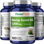 NusaPure Hemp Oil Capsules, 1,000mg Per Serving, 180 Veggie Softgels, Non-GMO, Vegan