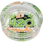 6.0" Extra Large It's 420 somewhere Glass Ashtray, Perfect for Smoking Lounges, Patios, and Outdoor events - Durable and Easy to Clean