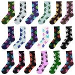 Lystaii 5 Pairs Weed Leaf Printed Cotton Socks Unisex Random Color Maple Leaf Printed Socks, One Size