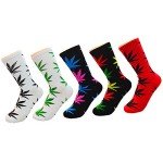 Lystaii 5 Pairs Weed Leaf Printed Cotton Socks Unisex Random Color Maple Leaf Printed Socks, One Size