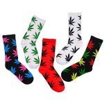Lystaii 5 Pairs Weed Leaf Printed Cotton Socks Unisex Random Color Maple Leaf Printed Socks, One Size