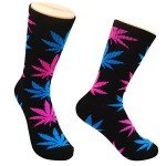 Lystaii 5 Pairs Weed Leaf Printed Cotton Socks Unisex Random Color Maple Leaf Printed Socks, One Size