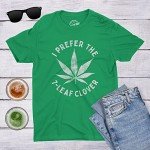 Mens I Prefer The 7 Leaf Clover T Shirt Funny Saint Patricks Day Marijuana Tee Funny T Shirts Saint Patrick's Day Apparel for Men Cool 420 T Shirt Novelty Green L