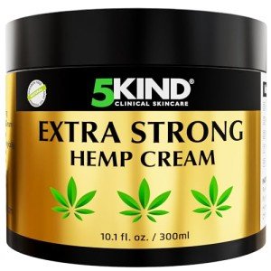 5kind Extra Strong Hemp Cream Maximum Strength 10.1 fl oz - Natural Ingredients - for All Skin Types