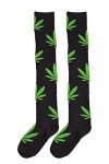 Benefeet Sox Black Thigh High Socks for Women Funny Green Leaves Thigh Highs Girls Cute Kawaii Clovers Long Socks Novelty Over the Knee Socks Crazy Halloween Stockings Party Athletic Christmas Gifts