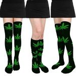 Benefeet Sox Black Thigh High Socks for Women Funny Green Leaves Thigh Highs Girls Cute Kawaii Clovers Long Socks Novelty Over the Knee Socks Crazy Halloween Stockings Party Athletic Christmas Gifts