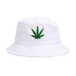 INOGIH Reversible Bucket-Hat Marijuana-Cannabis Weed Foldble Fisherman Hat Packable (White)