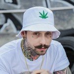 INOGIH Reversible Bucket-Hat Marijuana-Cannabis Weed Foldble Fisherman Hat Packable (White)