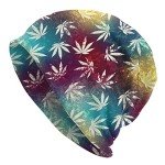 Tie Dye Marijuana Cannabis Weed Leaves Leaf White Colorful Knit Hat Slouchy Skull Cap Beanie Hat for Men Women Gifts