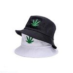 INOGIH Reversible Bucket-Hat Marijuana-Cannabis Weed Foldble Fisherman Hat Packable (White)