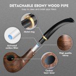 Scotte Handmade Pipe Set, Leather Pipe Pouch, Wood Pipe and Accessories (Scraper/Stand/Filter Element/Filter Ball/Small Bag/Box) (brown)