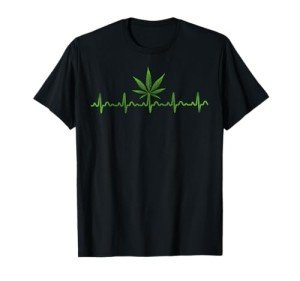 Weed Leaf Heartbeat Marijuana Leaf Cannabis Heartbeat 420 T-Shirt