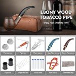 Scotte Handmade Pipe Set, Leather Pipe Pouch, Wood Pipe and Accessories (Scraper/Stand/Filter Element/Filter Ball/Small Bag/Box) (brown)