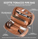 Scotte Handmade Pipe Set, Leather Pipe Pouch, Wood Pipe and Accessories (Scraper/Stand/Filter Element/Filter Ball/Small Bag/Box) (brown)