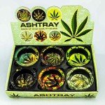 Ashtray MJ Round Thick Glass Ash trays, 420 Ashtrays Cigarette Cigar Ash Holder, Best Gag Gifts or Souvenir Collectors Idea 6 Piece Assorted Set (Assorted)