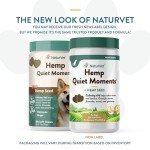 NaturVet Quiet Moments Calming Aid Dog Supplement, Helps Promote Relaxation, Reduce Stress, Storm Anxiety, Motion Sickness for Dogs (Quiet Moments Plus Hemp, 180 Soft Chews)