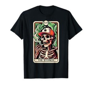 Tarot Card The Stoner Weed Lover Skeleton Cannabis 420 T-Shirt