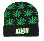 Marijuana Weed Cuff Beanie-Hat - Knit Winter Hat for Women Men Rolling-Up Skully Cap (US, Alpha, Medium, Green)