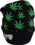 Marijuana Weed Cuff Beanie-Hat - Knit Winter Hat for Women Men Rolling-Up Skully Cap (US, Alpha, Medium, Green)