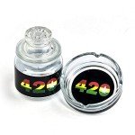 Fashioncraft 420 Design Ashtray & Stash Jar Set - Novelty Glass Ashtray & Stash Jar Set