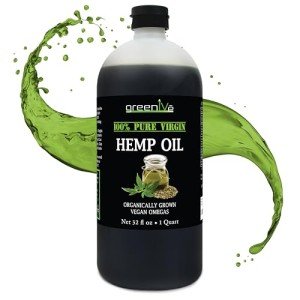 Greenive Organically Grown Hemp Oil 896,000mg Vegan Omegas 100% Pure Cold Pressed (32oz)