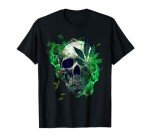 Marijuana Skull Smoke Weed Cannabis 420 Pot Leaf Sugar Skull T-Shirt
