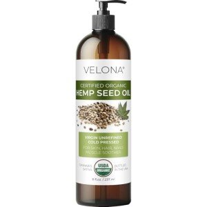 velona Hemp Seed Oil USDA Certified Organic - 8 fl oz | 100% Pure and Natural Carrier Oil | Unrefined, Cold Pressed