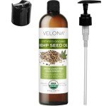 velona Hemp Seed Oil USDA Certified Organic - 8 fl oz | 100% Pure and Natural Carrier Oil | Unrefined, Cold Pressed