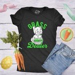 Womens Grass Dealer Tshirt Funny Easter Bunny Basket Holdiay Novelty Tee Funny T Shirts Easter Tops for Women Cool 420 T Shirt Women's Novelty Tees Black - M