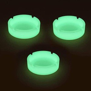 Silicone Ashtray HOWDIA Luminous Ash Tray, Small Ashtrays for Outside Patio Glow In The Dark Ashtray Cute Home Ash Trays High Temperature Heat Resistant, 3 Pack