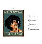 Inhale Exhale Wall Art - Dope Posters - Black Art - African American Women, Girls - Afro Room Decor - Cannabis Pot Pothead Stoner Gifts - Smoking Marijuana Home Decor - Funny Weed Ganja Decorations
