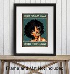 Inhale Exhale Wall Art - Dope Posters - Black Art - African American Women, Girls - Afro Room Decor - Cannabis Pot Pothead Stoner Gifts - Smoking Marijuana Home Decor - Funny Weed Ganja Decorations